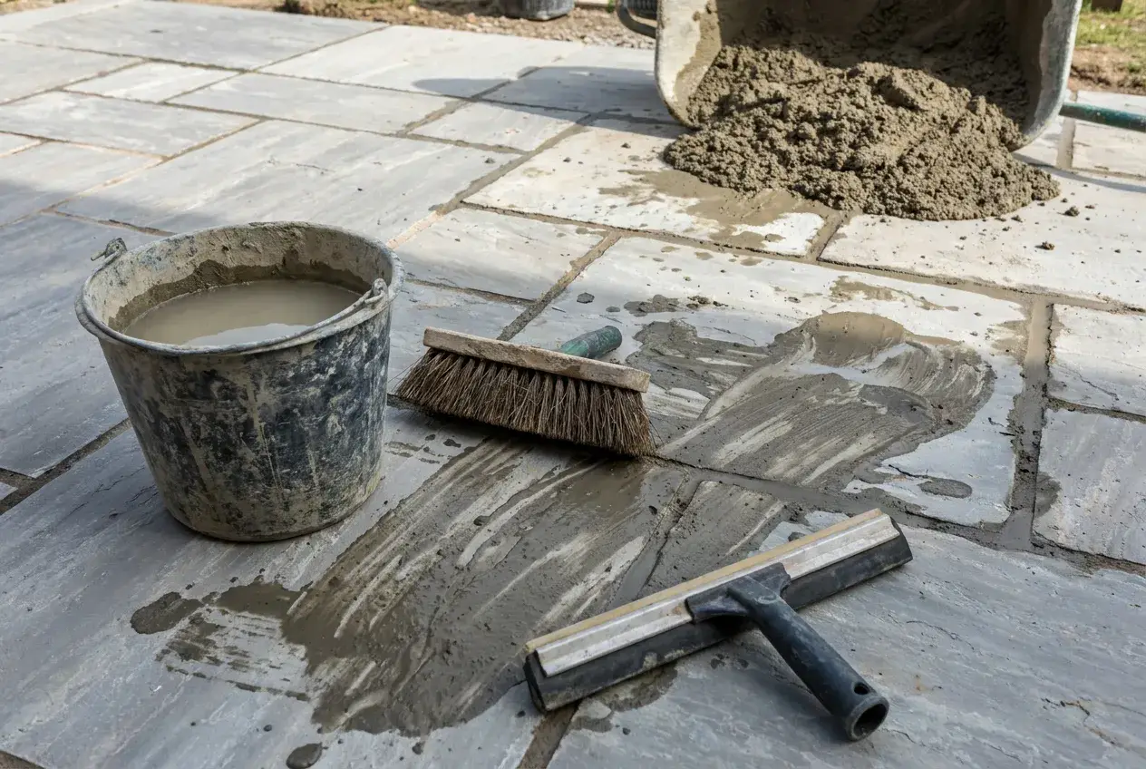 Jointoiement des dalles d'une terrasse extérieure